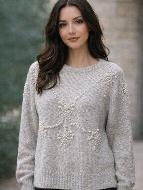 Truth by Republic Women's Knit Gray Pearl Pullover Sweater Size L